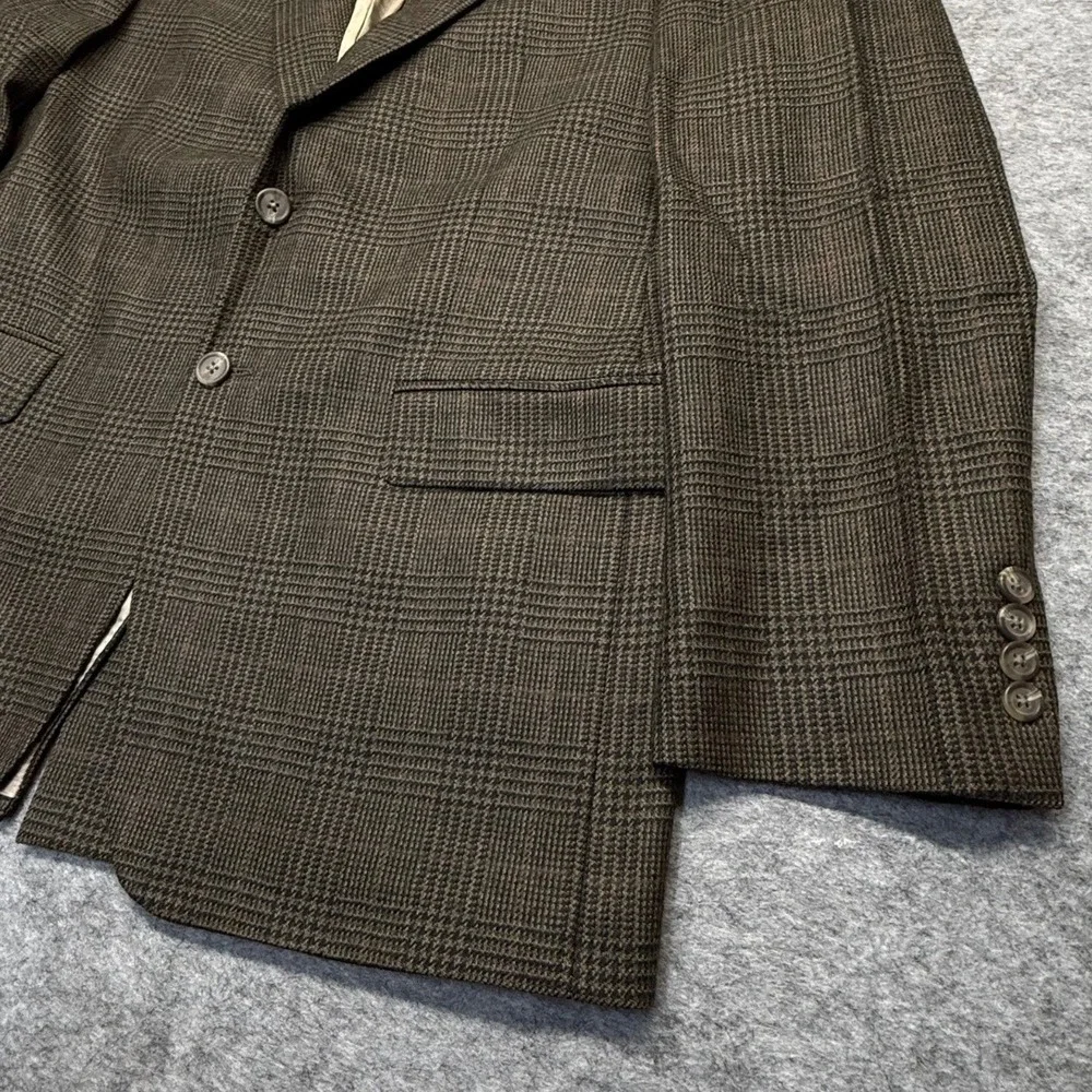 Lauren Ralph Lauren Blazer Mens 40R Glen Plaid 100% Wool Brown Sport Coat Jacket